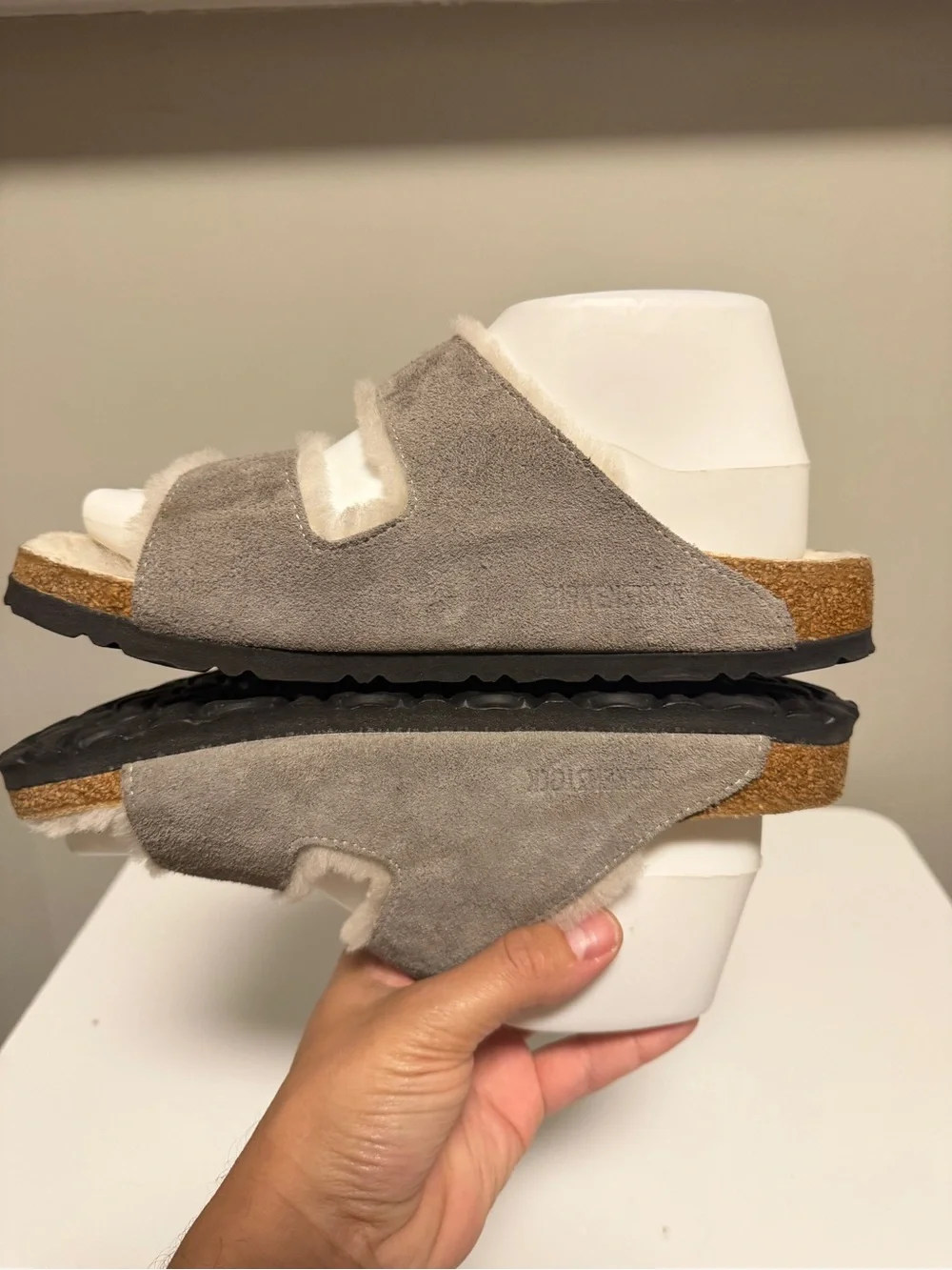 Birkenstock Arizona Shearling Suede Leather Stone Coin Women’s EU 39 US 8-8.5